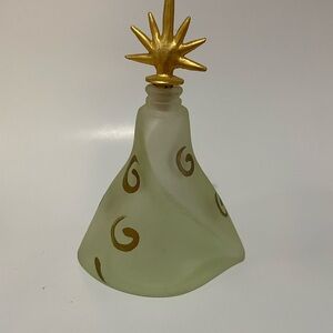Vintage Frosted Glass Perfume Bottle with  Stopper Handcrafted Glass Act Studio